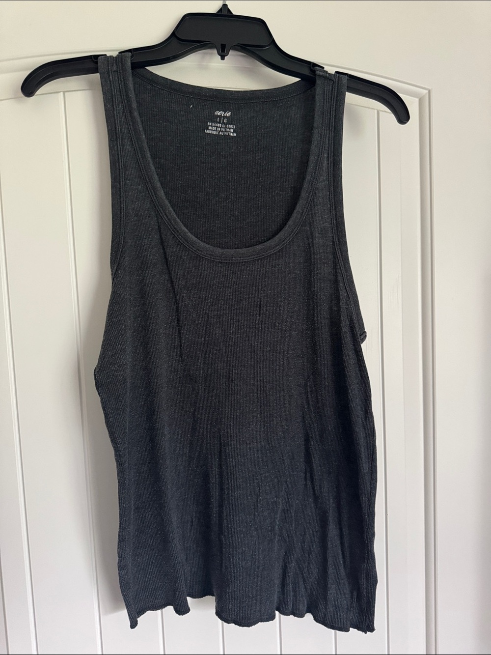 aerie Charcoal Gray Ribbed Scoop Neck Tank Top